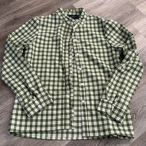 Kiel James Patrick Plaid Button Down Top ruffle detail sz small